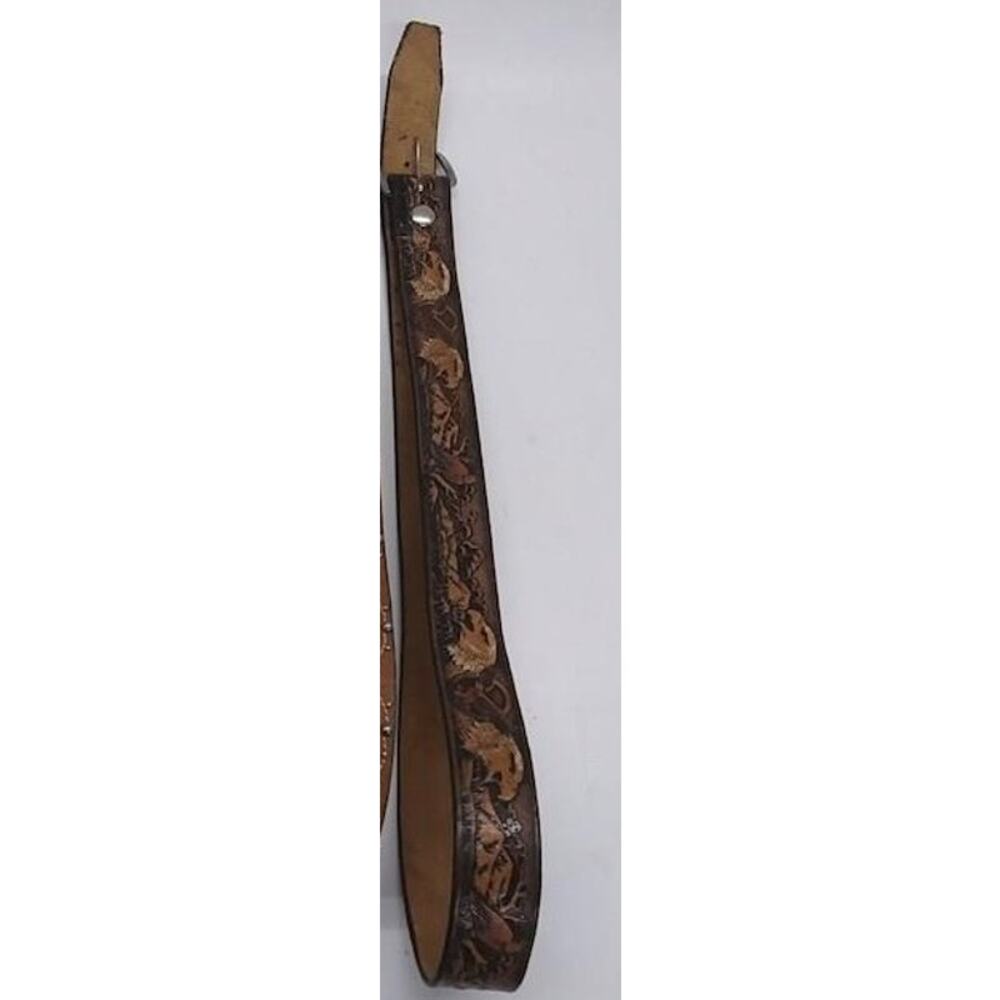 Vintage Leather Eagle Tooled Belt Black Brown